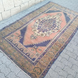 Vintage Antique Turkish Rug - Floor Rug - Anatolian Old Rug - Persian Large Area Rug - Old Hand Knotted Rug - Decor Rug - 4.5 X 8.3 Ft Rug