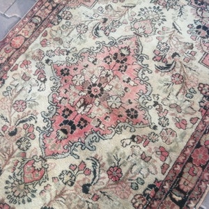 Tapete persa, tapete antigo - tapete envelhecido em tom neutro e suave, tapete vintage de lã turca: tapete feito à mão, tapete oriental, 4,92 x 3,41 pés