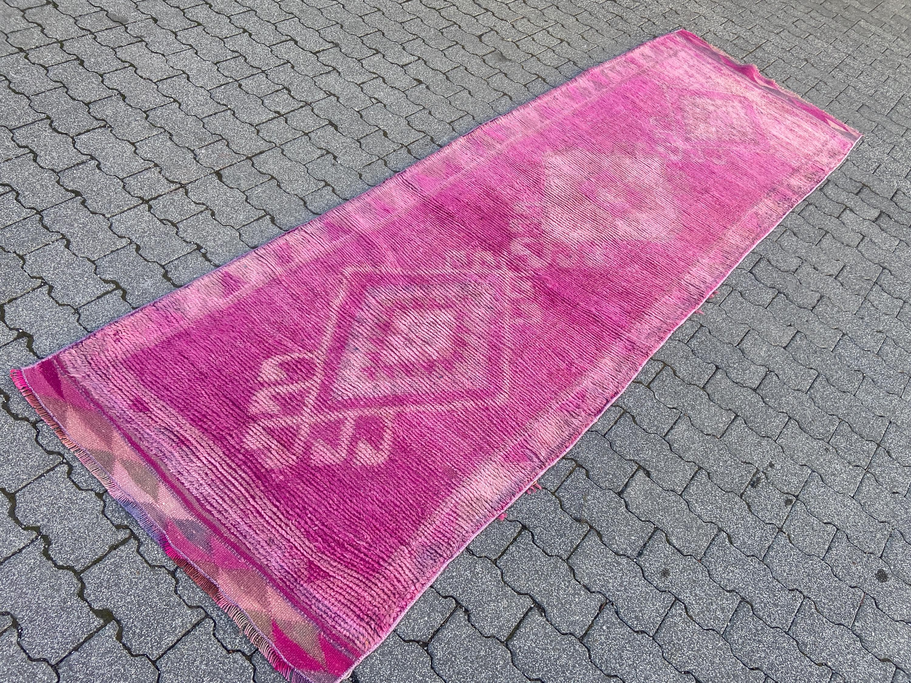 Pink Pastel Color Runner Rug - Vintage Persiani Rug - Hand Knotted Rug ...