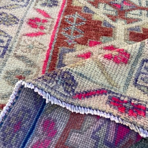 Persian Rug Vintage Rug - Anatolian Herki Rug - Karaca rug Handwoven Pastel Oushak Runner Rug: 2.7x11 ft. Vintage Turkish Hallway Rug