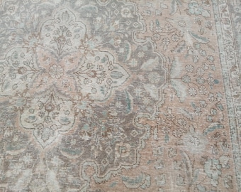 Persian Rug Large Rug Area Rug Vintage Persian Rug Neutral Rug Turkish Rug - Antique Rug Pastel Color Rug Runner rug 6.7x10.2 Ft rug