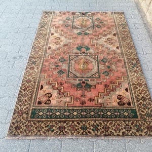 Vintage Hand-Knotted Turkish Wool Rug - 5.44x3.51 ft