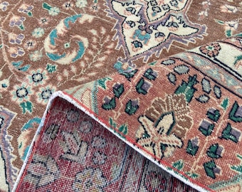 Turkish Rug Vintage Oushak Rug - Hand Woven Wool Rug Persiani Old Rug - Antique rug Area Large Persiani Rug Rustic Decor Rug 9.1x11.6 Ft Rug