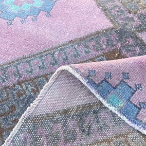 Turkish Rug Vintage Persian Rug - Large Wide Hall Way Rug Hand Knotted Wool Oushak Runner Rug:  Pastel Pink Persian Rug 5x10 Ft Rug