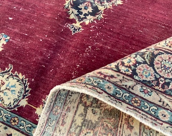 Turkish Rug  Hand Knotted Persian Rug 6.5x9.6 Ft Rug - Antique Rug Oriental Pastel Rug - Runner Rug Unique Rug - Wool Vintage Rug