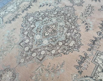 Persian Rug Turkish Rug - Vintage Persian Rug - Antique Rug Oriental Rug - Runner Rug Wool Rug - Handwoven Rug - Oushak Rug 7.3x10.7 Ft Rug