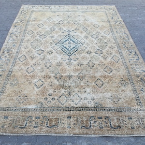 Persian Rug Antique Rug - Oversize Oushak Rug - Vintage Persian Rug - Dining Room Rug - Turkish Decor Rug - Neutral Rug 8.9x10.8 Ft Rug