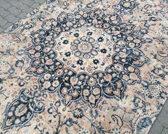 Hand knotted Vintage Rug Oushak Rug Wool Rug - Rug For Living room - Antique Rug - Vintage Large Rug - Runner Rug 5.8x8.9 Ft Rug
