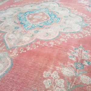 Tapete antigo, tapete persa grande - 9,4 x 12,6 pés, tapete vintage - tapete Oushak feito à mão - tapete turco - tapetes para sala de estar - tapete estético