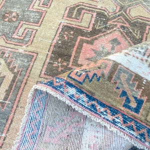 Vintage Persian Rug - Wool rug Oushak Rug - Hand Knotted Persian Rug: Antique Oriental Area Rug, 4.1x6.5 Ft Rug Turkish Rug Tribal Rug