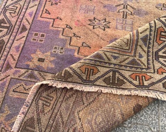 Turkish Rug Vintage Small Rug - Persiani Rug Runner Rug - Hand Crafted Decoration Rug - Anatolian Rug Wool Rug Ottoman Rug 3.2x6.1 Ft Rug