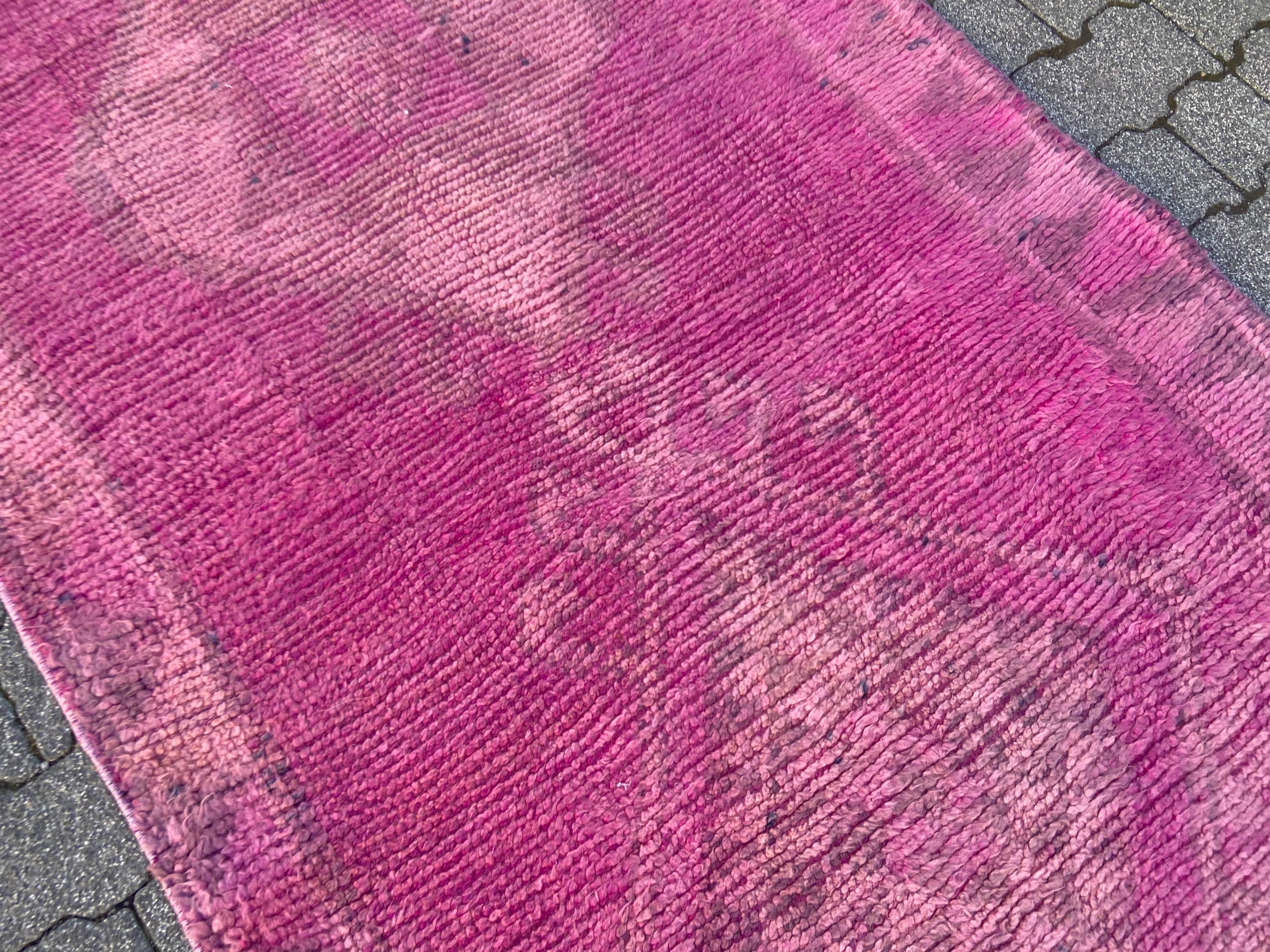 Pink Pastel Color Runner Rug - Vintage Persian Rug - Hand Knotted Rug ...