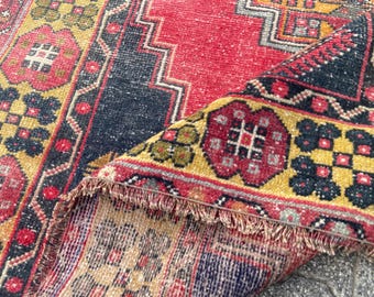 Turkish Rug Vintage Small Rug - Persiani Rug Runner Rug - Hand Crafted Decoration Rug - Anatolian Rug Wool Rug Ottoman Rug 3.2x6.1 Ft Rug