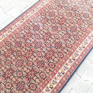 Persian Runner rug - Vintage Rug - Hand Woven Wool rug - Hall Way Rug - Turkish Unique rug - Navy Blue Rug Kitchen Rugs 2.6x10 Ft rug