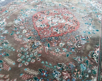 Persian Rug Turkish Rug - Vintage Persian Rug - Antique Rug - Oriental Rug - Large Aged Wool Rug - Handwoven Rug - Oushak Rug 6.5x9.7 Ft Rug