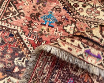 Vintage Rug Antique Area Rug - Turkish Rug Pastel Neutral Wool Rug - Handmade Tribal Rug: Vintage Floral Rug 3.3x4.7 Ft Rug