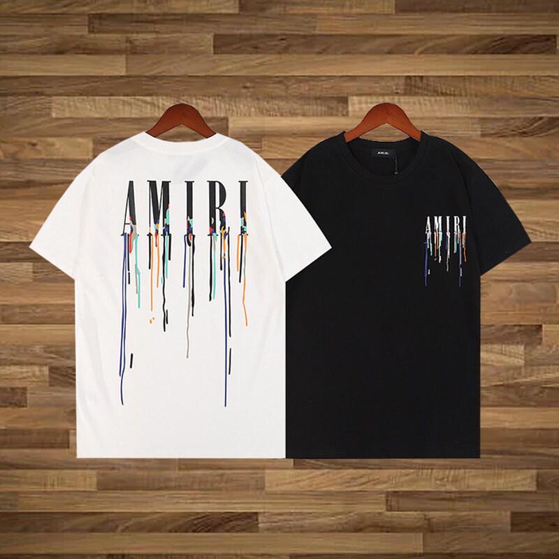 Amiri Black/white Paint Drip Unisex T-shirt 100% Cotton - Etsy
