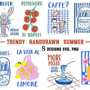 Summer Png, Coastal clipart bundle, Mediterranean Summer SVG Bundle, Amalfi Coast PNG, Italian Coastal Clipart