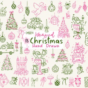 Grillige handgetekende kerst Svg-bundel, vakantie feest clipart, grillige kerst voor kerst vrijgezellenfeest, uitnodiging kerstfeest