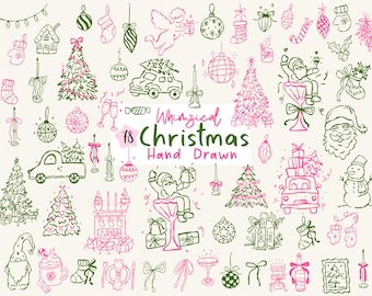 Whimsical Hand Drawn Christmas Svg Bundle, Holiday Party Clipart, Whimsical Christmas for Christmas Bachelorette, Christmas Party Invitation