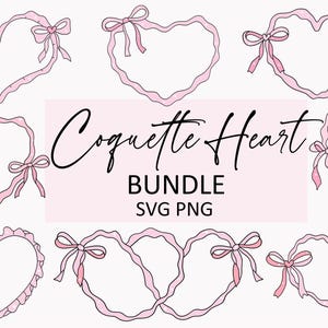 Whimsical Frames & Bows Clipart, Wavy Squiggle Heart Frame, Hand-Drawn Wedding Clipart, Heart Bow Svg, Borders and Banners Seamless Patterns