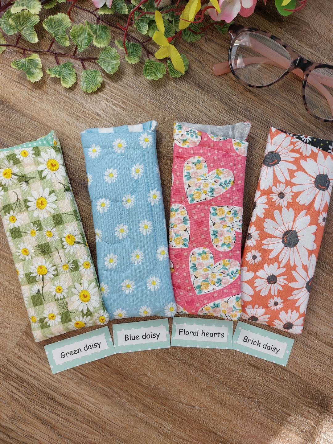 Vintage Eyeglass Case Paded Reading and Sunglass, Semiquilted, Cotton