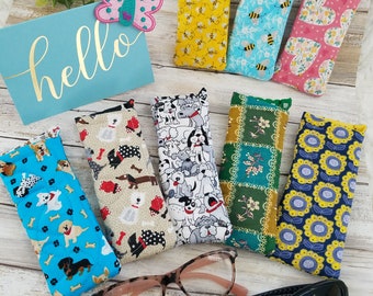 Handmade Padded Glasses Case: Cotton Fabric, Semi-Quilted
