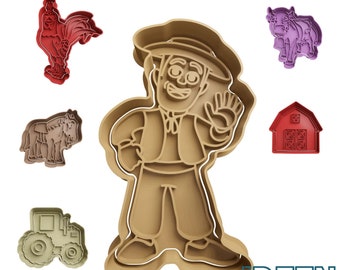 Cookie cutter set Farm 12-piece cookie cutter, different colors possible Cookie cutter for cookies, biscuits, dough, dough