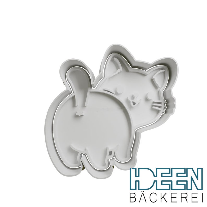 Cookie cutter cat butt bottom 8 cm wide cookie cutter, different colors possible. Cookie cutter for cookies, biscuits, dough, dough image 1
