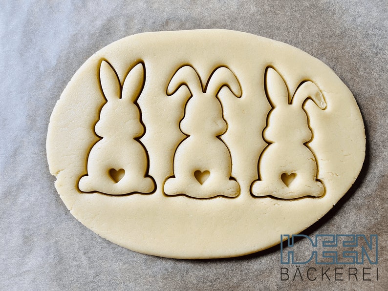 Cookie cutter set Easter bunny 10 cm, 3 pieces, different colors possible Cookie cutter for cookies dough Easter bunny image 1