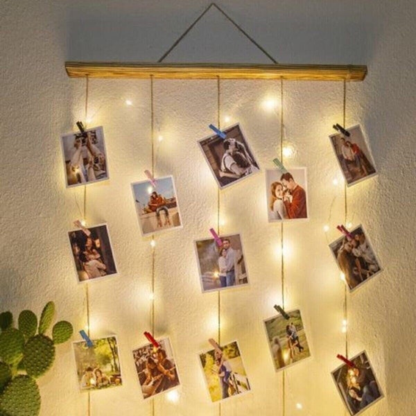 Cadre photo éclairé en bois - cadre photo en bois - cadre photo - cadre lumineux - cadre de décoration murale - cadeau - cadeau de Noël - cadeau de Noël