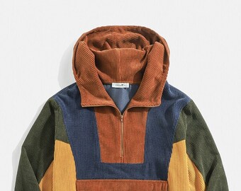 Miuye yuren Womans Fashion Hoodies Solid Sweatshirt Drawstring Hooded Pullovers Loose Color Patchwork Tops Miuye yuren Womans Fashion Hoodies Solid Sweatshirt Drawstring Hooded Pullovers Loose Color Patchwork Tops