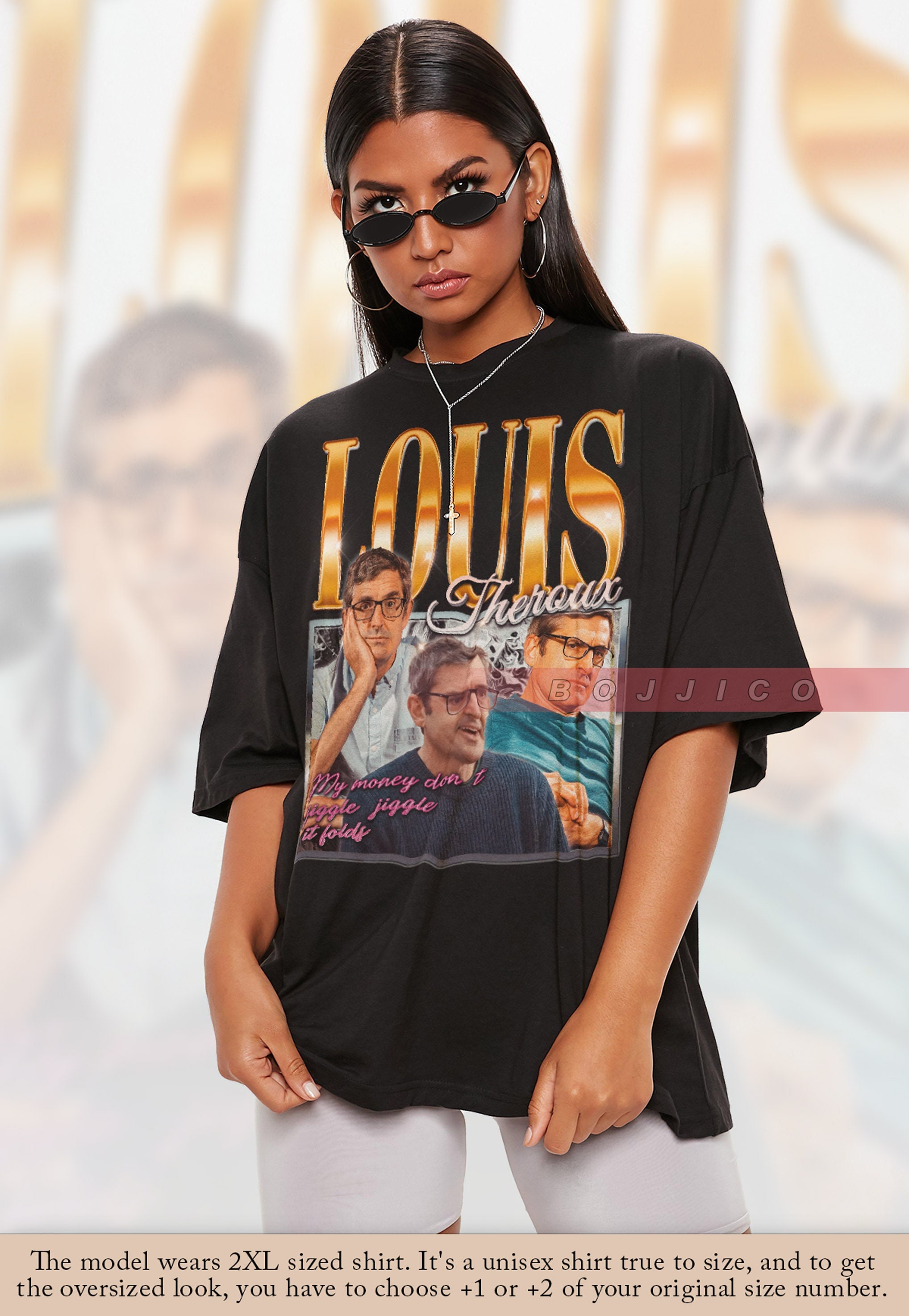 RETRO LOUIS THEROUX My Money Dont Jiggle Jiggle Folds Shirt 