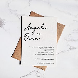 Classic Wedding Invitation, Minimal Wedding Invitations, Simple Wedding Invites, Modern Wedding Invitation Suite,  Printed 5 x 7 inch