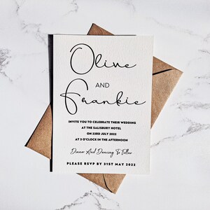 Classic Wedding Invitation, Minimal Wedding Invitation Suite, Classic Wedding Invites, Modern Wedding Invitations, Printed 5 x 7 inch