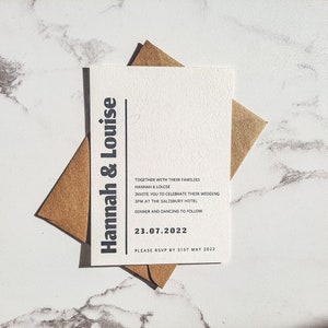 Minimal Wedding Invitation Suite, Modern Wedding Invitations, Classic Wedding Invitation, Bold, Printed 5 x 7 inch Simple Wedding Invites