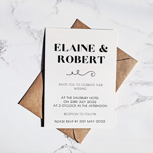 Classic Wedding Invitation, Modern Wedding Invitation Suite, Simple Wedding Invite, Minimal Wedding Invitation Template, Printed 5 x 7 inch