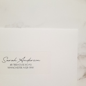 Guest Invitation Address labels, Frosted Clear Custom Envelope Addressing Labels, Personalised Wedding Guest Address labels, Label Template