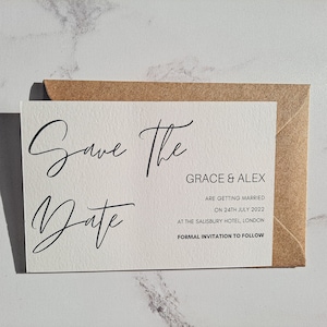 Moderne Save The Date-kaarten, Minimaal Save The Date, Minimalistische Typografie, Rustiek Save The Date, Gedrukt 100 x 148mm, Save The Date-sjabloon