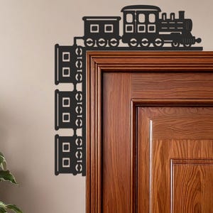 Train Door Corner Sign, Kids Room Decor, Wooden Train Wall Decor, Nursery Door Sign, Children's Room Wall Decor