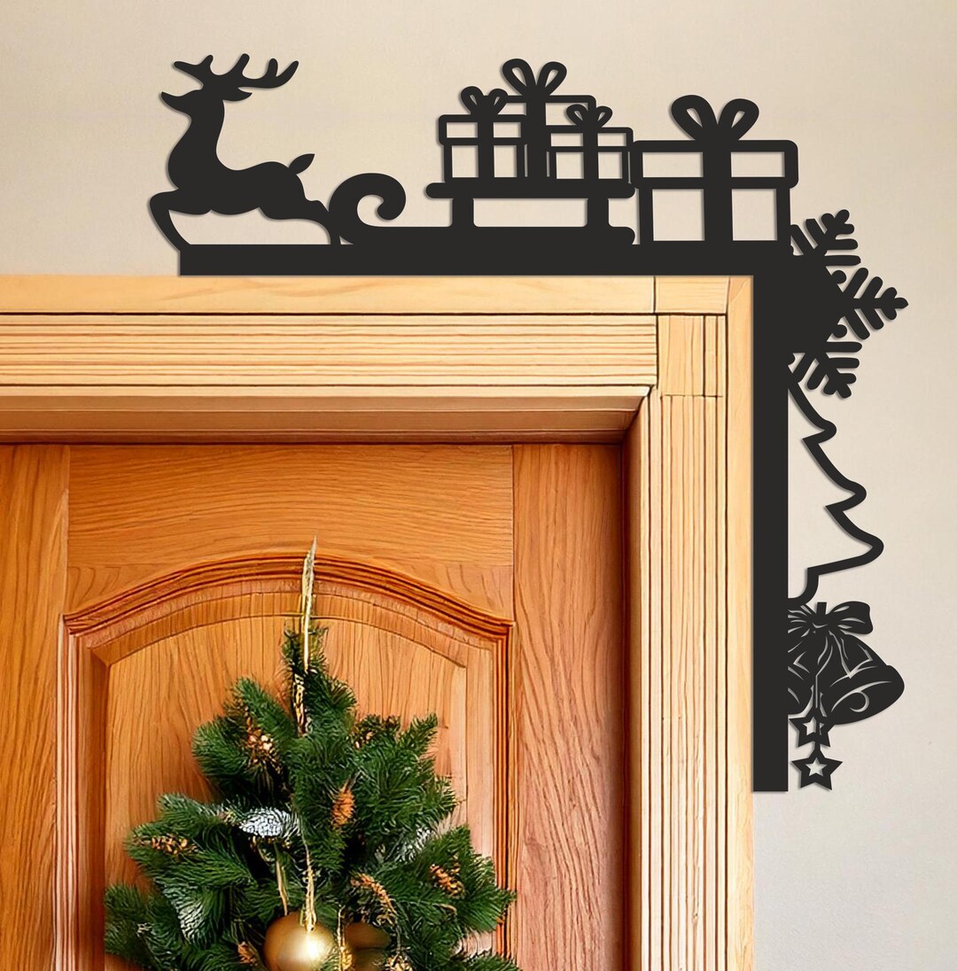 Christmas Door Corner Wood, Reindeer Corner Decoration, Door Edge ...