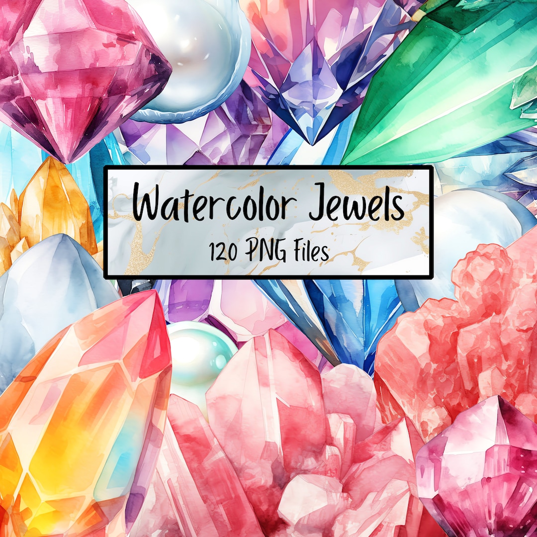 Watercolor Jewels Clipart Bundle 120 PNG Jewelry Gemstones - Etsy