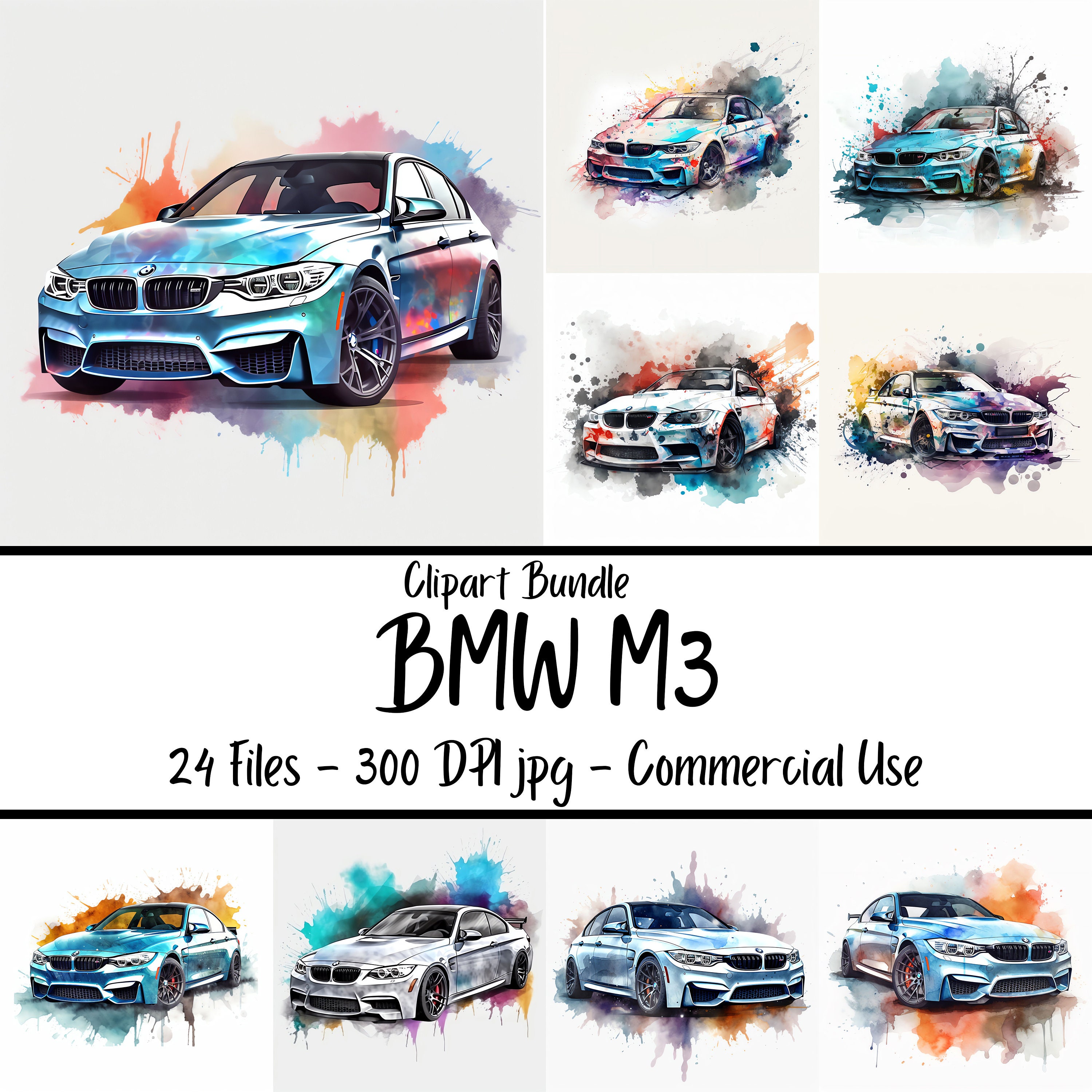 BMW M3 Clipart Bundle 24 HQ Jpgs 300DPI Digital Download - Etsy