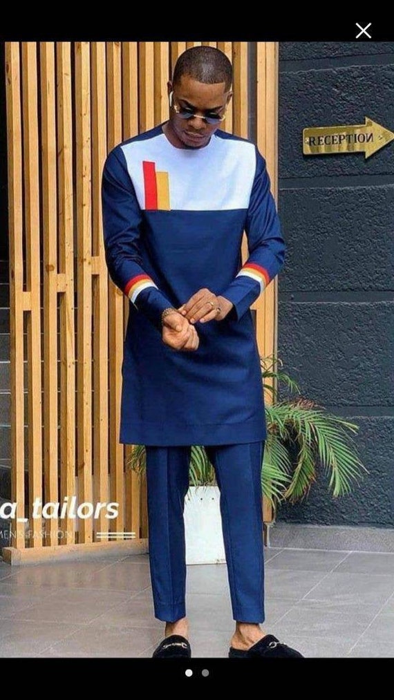 Costume Homme Africain, Costume Africain Bleu. Vêtements pour hommes  nigérians. -  France