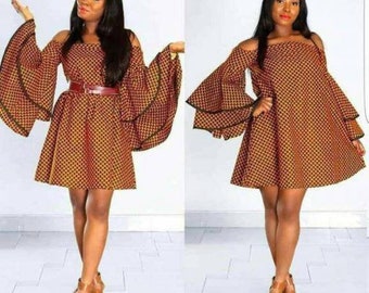 Off shoulder on sale ankara short dresses
