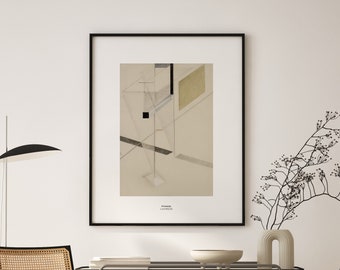 Bauhaus print. El Lissitzky art. Geometric lines poster. Constructivism. Russian avant garde. Printable wall art. Modern wall art.
