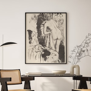 Female body art. Charcoal sketch. Body positivity art. Housewarming gift. Bathroom wall decor. Digital download. Printable art.