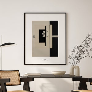 Bauhaus poster by El Lissitzky. Monochrome art print. Japandi. Minimal shapes poster. Modern wall art. Office wall art. Black and white art.