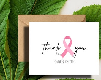 Personalized Breast Cancer Beyond Grateful Thank You Note Cards - Set with envelopes