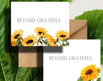 Sunflower Beyond Grateful Thank You Cards Pack with Envelopes